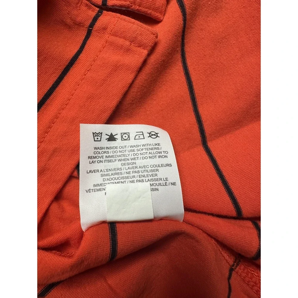 Nike‎ Polo Shirt Mens Small Orange Black Striped Dri-Fit Golf Performance